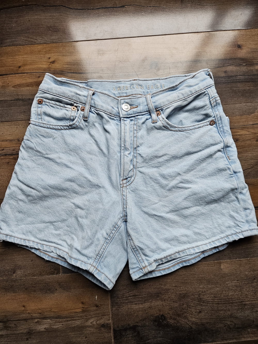 American Eagle Outfitters Light Blue High-Rise Denim Shorts